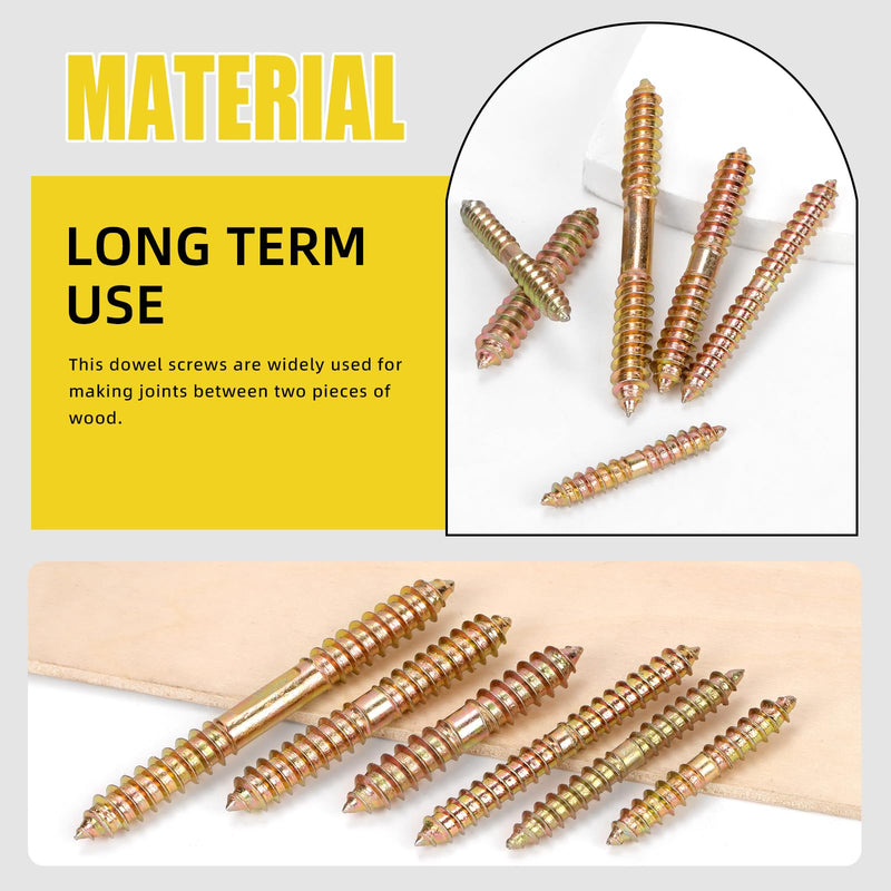 [Australia - AusPower] - 80Pcs M6 M8 Double Ended Self Tapping Screws, Double Ended Screws Dowel Screw Woodworking Furniture Connector Double Ended Screw, M6x40, M6x50, M6x60, M8x50, M8x60, M8x80 M6, M8 Gold 