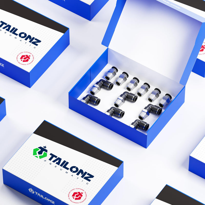 [Australia - AusPower] - TAILONZ PNEUMATIC Elbow and Straight Combination 1/4 Inch Tube OD x 1/4 Inch NPT Thread Push to Connect Fittings PC-1/4-N2+PL-1/4-N2(Pack of 12) 1/4"OD x 1/4"NPT 