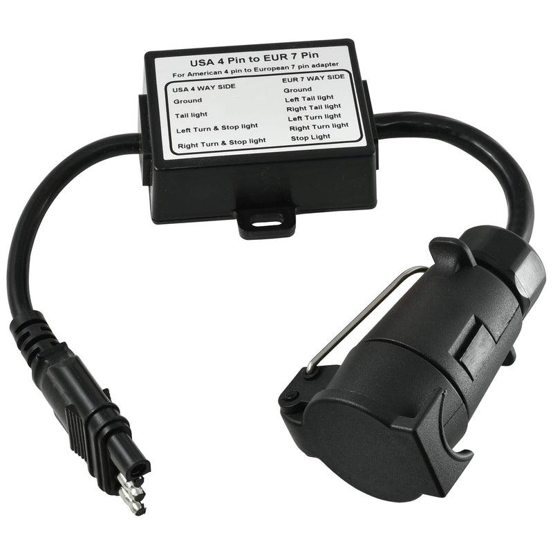 Oyviny US to EU Trailer Light Converter US 4 Way to EU 7 Way Trailer Light Adapter USA Vehicle 4-Pin Flat Plug to European Trailer 7-Pin Round Connector Plug and Play Waterproof Converter