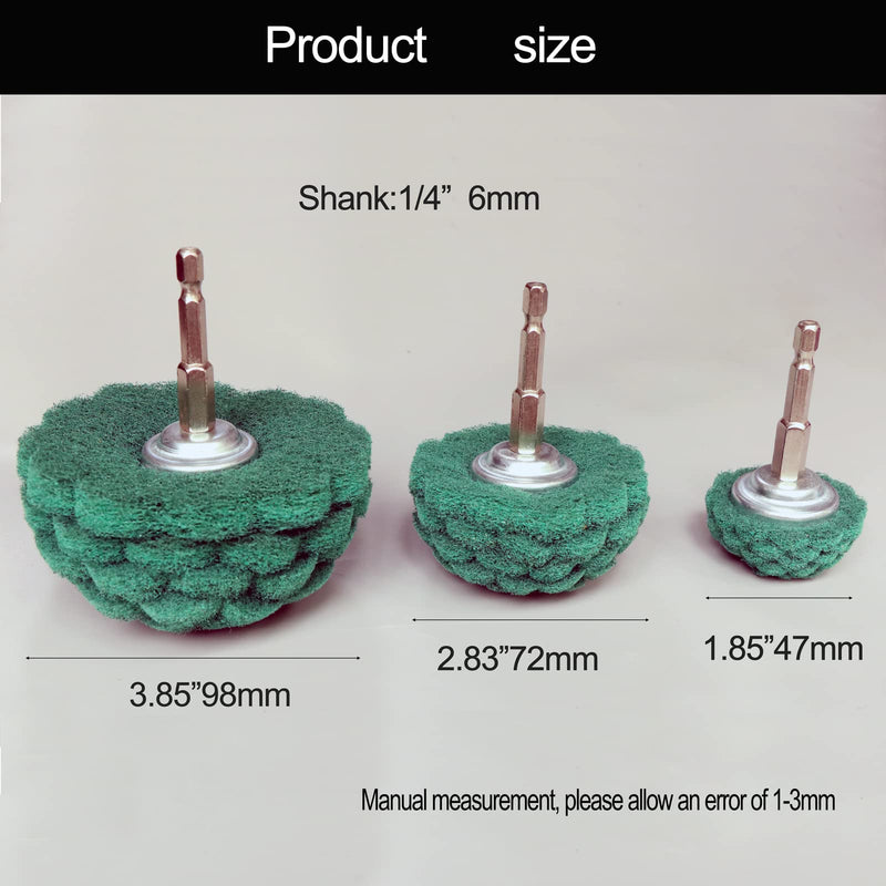 [Australia - AusPower] - 9PCS Scouring Pads Abrasive Buffing Polishing Wheel Drill Attachment Set, Non Woven Wheel Polishing Kit for Drill,Power Scrubber Drill Polishing Kit?Green red Gray) 1/4 Shank 