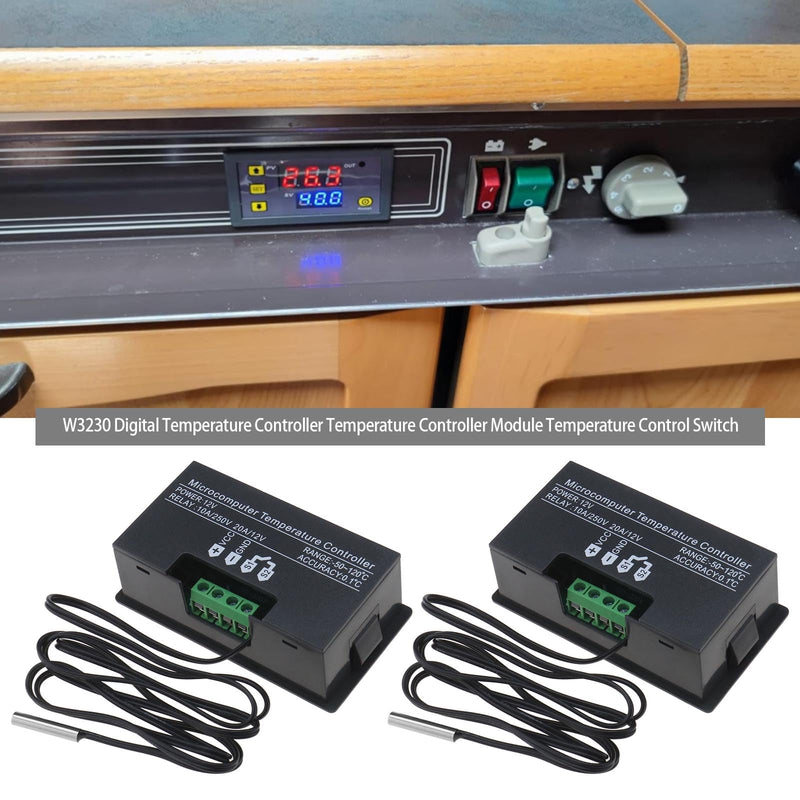 [Australia - AusPower] - The Lord of the Tools Pack of 2pcs W3230 LCD Digital Thermostat DC 12V 20A Digital Temperature Controller Regulator LED Thermostat Switch Sensor Thermostat Range -50-110 Degrees 
