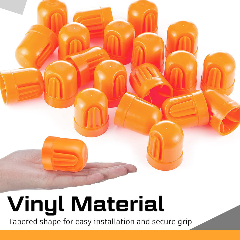 Juexica 25 Pcs T Post Rebar Caps Safe T Post Caps Rebar Safety Caps Orange T Post Topper Safety Orange for T Posts and U Posts for Wire and Tape Ends of Tent Stakes, Rebar, Pipe, Livestock Fencing