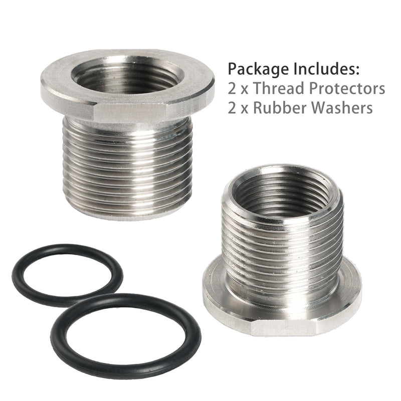 [Australia - AusPower] - 2 Pack Thread Adapters and Washers?1/2x28 to 5/8x24 Stainless Steel Thread Protector with Rubber Washer (Silver) Silver 