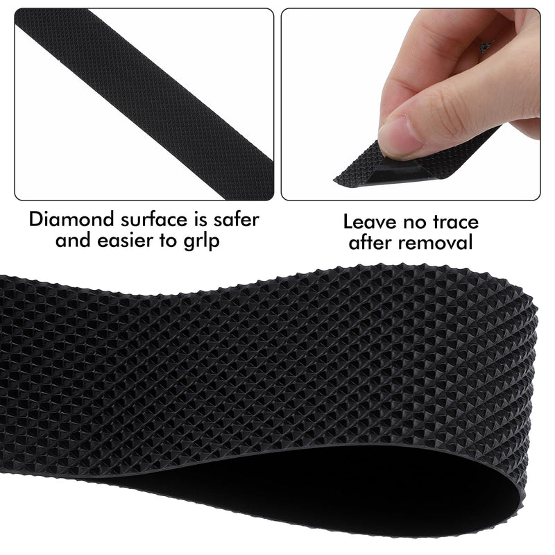 Rubber Grip Tape Anti Slip Tape, Ultra-Thin Strong Adhesive Anti-Slip Waterproof Heat Resistant Wear-Resistant Cushion Pad, Making Handles or Contact Surfaces Safer（Black, 1In x 16Ft）