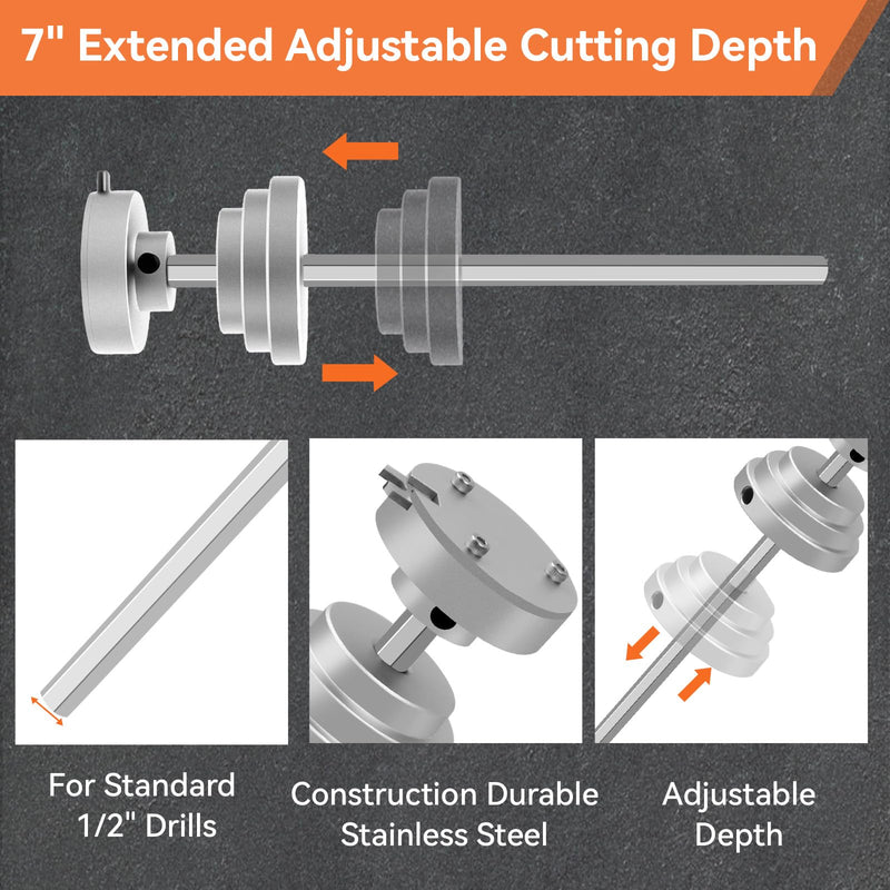 [Australia - AusPower] - Inside Pipe Cutter for PVC Pipe-Aluminum Alloy Internal PVC Pipe Cutter for 1-1/2"and 2"Pvc Pipe, 7"Adjustable Cutting Depth PVC Pipe Cutter Tool Suitable for ABS, PVC, CPVC, PE, or PP Material Silvery 