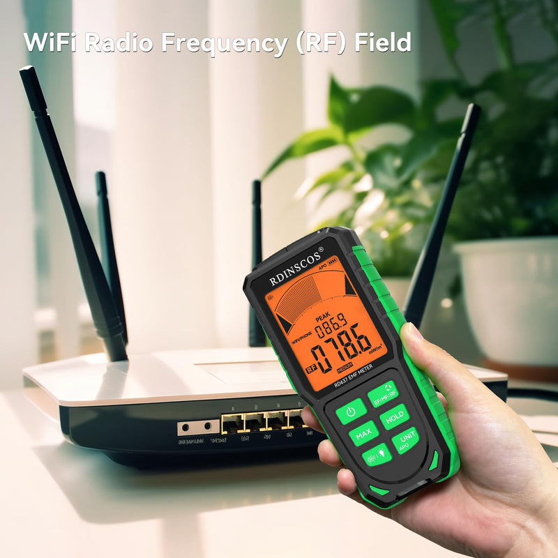 [Australia - AusPower] - RDINSCOS EMF Meter Rechargeable Electromagnetic Field Radiation Detector Hand-held EMF Reader Tester with Sound and Backlit Alarms EMF Monitor for EF RF MF, WiFi, Microwave and Ghost Hunting RD637 