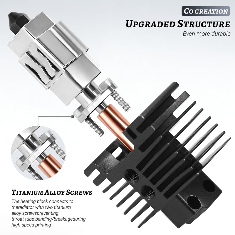 P1P P1S Hotend Complete Kit, Complete Assembly for Bamboo Lab P1 Series 3D Printer, 0.4 mm Hardened-Steel Nozzle, Ceramic Heater, Thermistor, Fan and 3D Printers Extruder Heating Block Replacement P1 series Hotend 0.4mm
