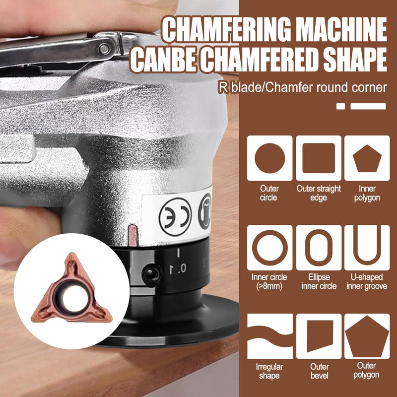[Australia - AusPower] - Mini 45° Pneumatic Chamfering Machine Kit with 2 Interchangeable Precision Blades and Bearings, 1/4" Air Inlet for Metal Burr Deburring (10 Round Inserts) 10 Round Insert 
