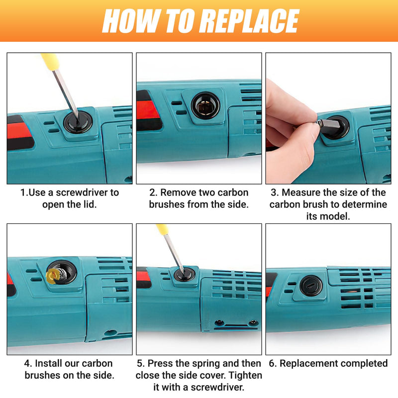 72 Carbon Brushes Motor Carbon Brushes Power Tool Carbon Brushes Replacement 7 Sizes | UYUYong Motor Carbon Brushes Carbon Brushes with Spring for Electric Motor, Hammer Drill Angle Grinder Many Power Tools
