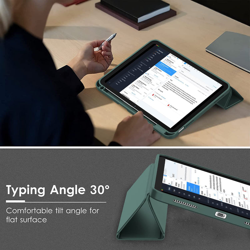 [Australia - AusPower] - ZryXal New iPad 10th Generation Case 10.9 Inch 2022 with Pencil Holder, Smart iPad Case with Soft TPU Back [Support Auto Wake/Sleep] (New Midnight Green) New Midnight Green 