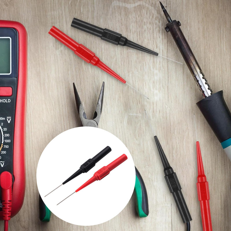 [Australia - AusPower] - Stainless Steel Back Probe Pins Kit, Non-Destructive Insulation Wire Piercing Test Leads, Fieldpiece Multimeter Tester Probes Needle for Banana Socket Plug, Car Tester 