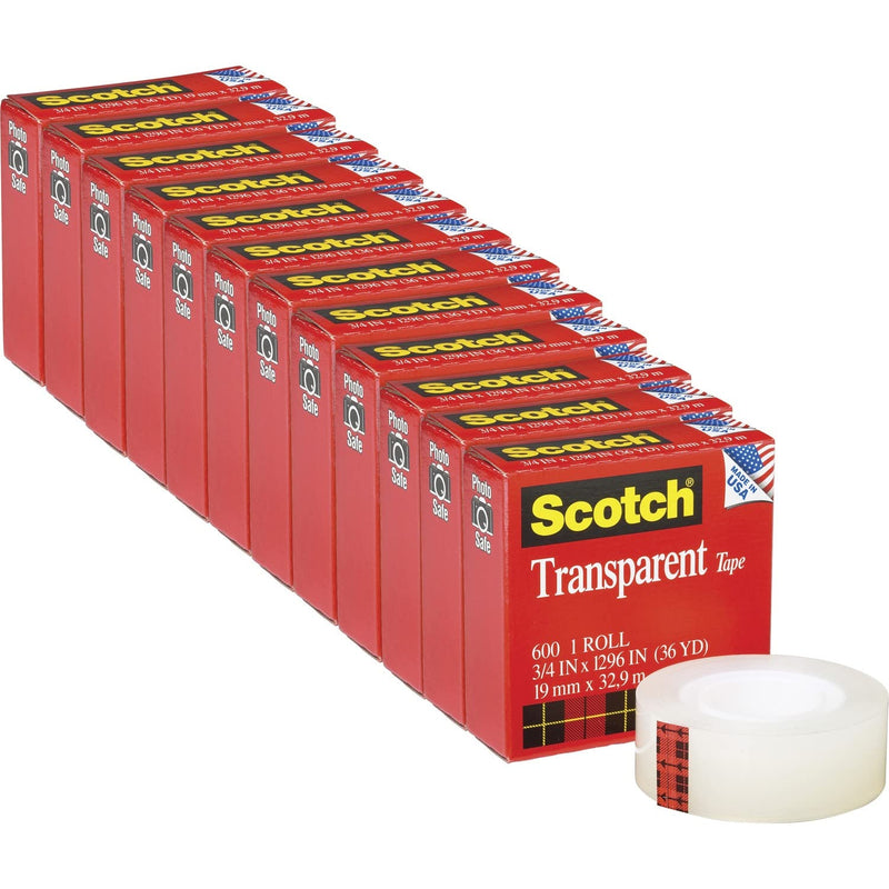 Scotch Transparent Tape - 3/4"W (12 Count) 12