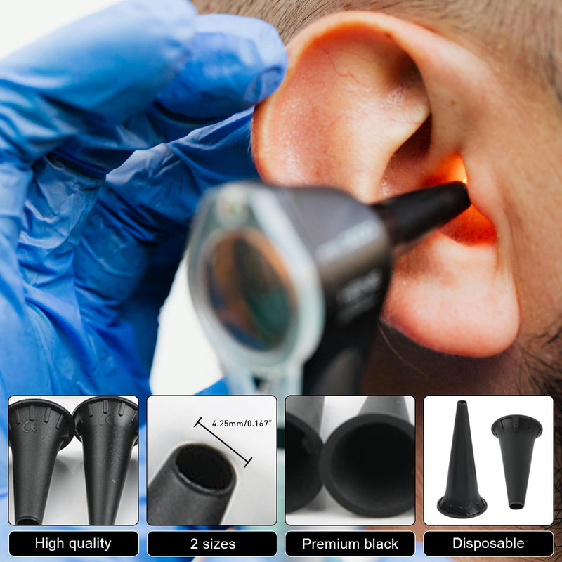 [Australia - AusPower] - 200 Pcs Otoscope Tips Plastic Disposable Ear Specula Cover 2.75/4.25mm Universal Otoscope Specula Tips, Replacement Specula for Adults 