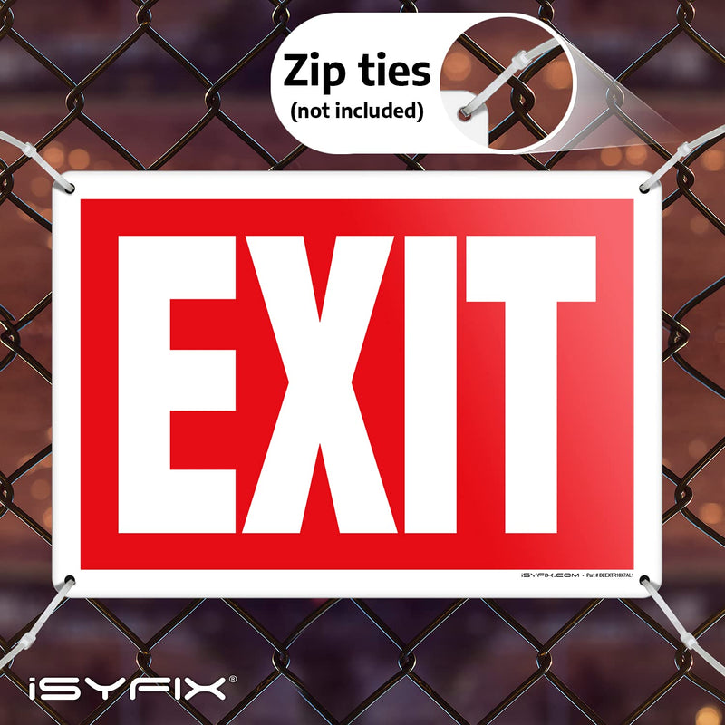 [Australia - AusPower] - iSYFIX Exit Sign – 1 Pack 10x7 Inch – 100% Rust Free .040 Aluminum Signs, Laminated for Ultimate UV, Weather, Scratch, Water and Fade Resistance, Indoor and Outdoor, Exit Signs for Exterior. Red 10x7 Aluminum 