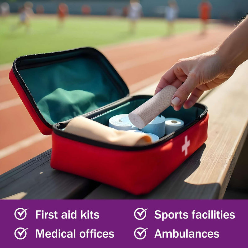 [Australia - AusPower] - 4 Inch Elastic Bandage Wrap with Velcro Closure - Box of 10 Elastic Compression Wraps for Sprains, Broken Limbs, Splints, and More - Reusable Compression Bandage 