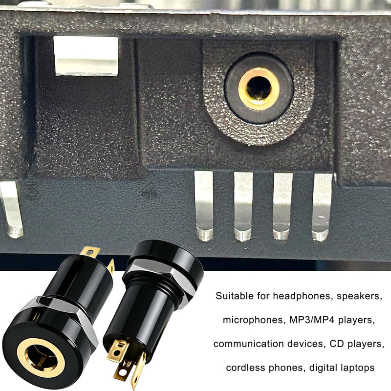 10 Stück 3,5-mm Stereo Klinkenbuchsen mit Muttern | 3,5-mm-Klinkenbuchse zum Einlöten, 3-polig, vergoldet, für Kopfhörer/Mikrofone