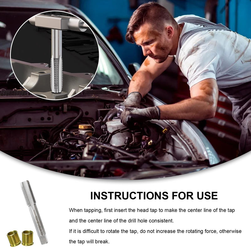[Australia - AusPower] - Spark Plug Thread Repair Kit, M14×1.25 Inserts and M16×1.25 Tap Spark Plug Rethreading Set, Stainless Steel Thread Repair Tool Kit for Automotive Gasoline Engines Generators 