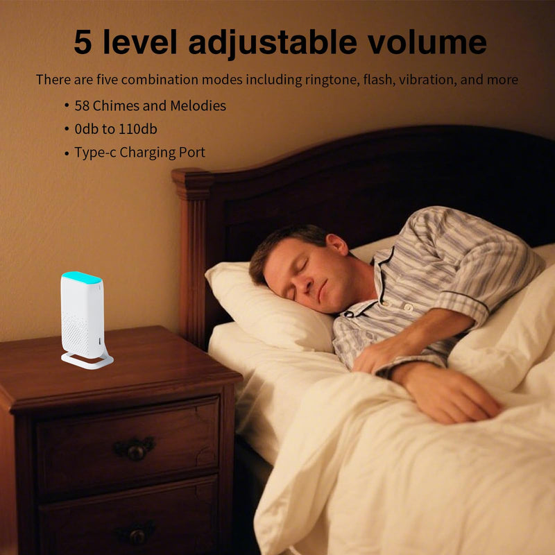 [Australia - AusPower] - Bed Sensor Alarm and Fall Prevention for Elderly, Motion Sensor Alert System with 58 Melody/LED/Vibration Mode, for Patients Seniors Elderly Monitoring at Home 2 Motion Sensors + 1 Receiver 