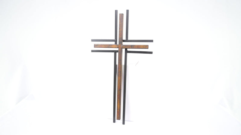 Dicksons Galvanized Look Double Layer 16 inch Decorative Metal Decorative Hanging Wall Cross