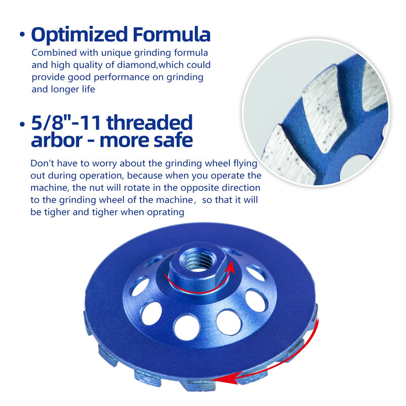 [Australia - AusPower] - SALI 4.5 Inch Concrete Grinding Wheels 14 Turbo Diamond Segments 5/8-11 Arbor Diamond Grinding Wheel Fit for Paint, Epoxy, Mastic, Coating Removal Segment Turbo 1.0 
