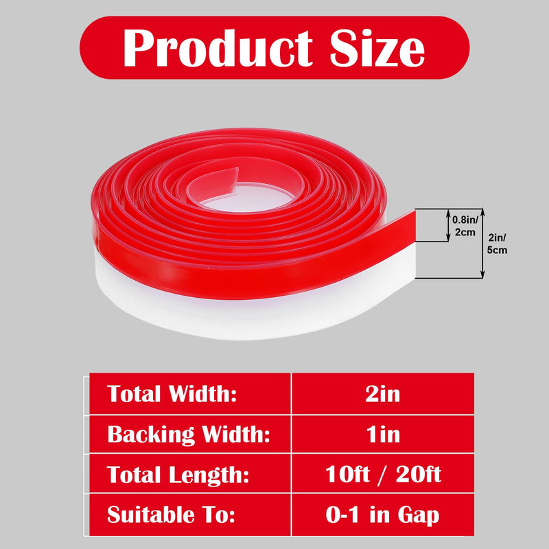 T-Shaped Silicone Weather Stripping for Doors Frame Seal 2 in x 20 ft Self Adhesive Door Draft Stopper Door Seal Strip Side & Bottom Insulation Strip for Glass Shower Doors Sliding Window