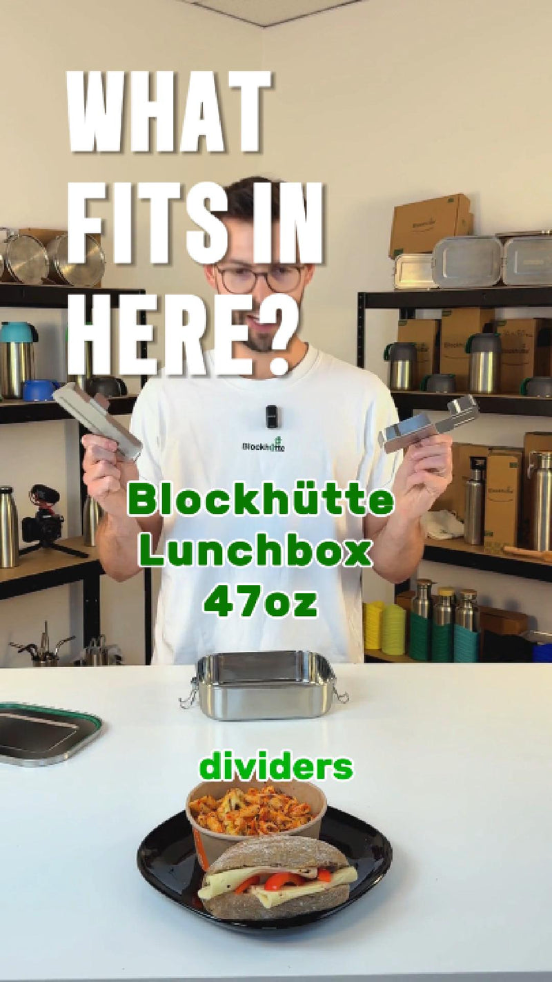 Blockhütte Stainless Steel Lunch Box for Adults I 47oz I Bento Box 3 Compartments with free Sealing, Leak-Proof Container, Metal Lunchbox for Travel, Work, Eco-Friendly Meal Storage Solution Silver