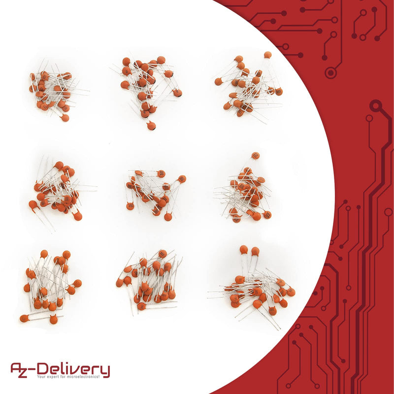 AZDelivery Capacitor Assortment Ceramic Capacitors 1000 Pieces 50 Varieties 20 Pieces Compatible with Arduino 1