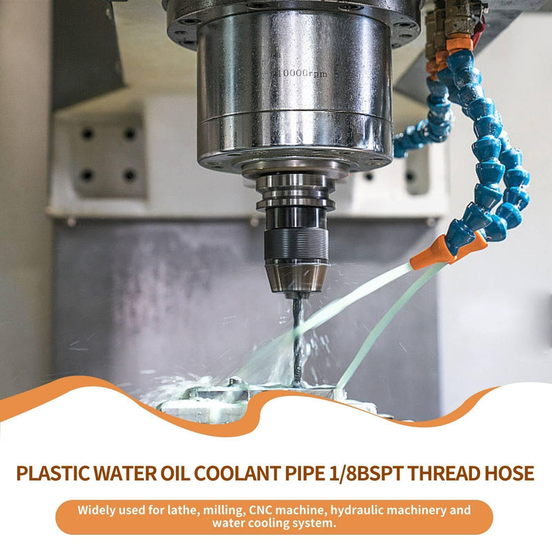 [Australia - AusPower] - 10pcs Flexible Coolant Hose 1/8 BSPT Thread Flexible Plastic Coolant Hose Plastic Water Oil Cooling Pipe for Lathe Milling CNC Machines 