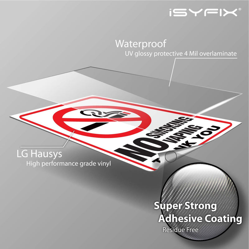 [Australia - AusPower] - iSYFIX No Smoking No Vaping Sticker Sign - 2 Pack 7x10 inch – Premium Self-Adhesive Vinyl, Laminated for Ultimate UV Protection, Weather, Scratch, Water & Fade Resistance, Indoor & Outdoor 7x10-inch 
