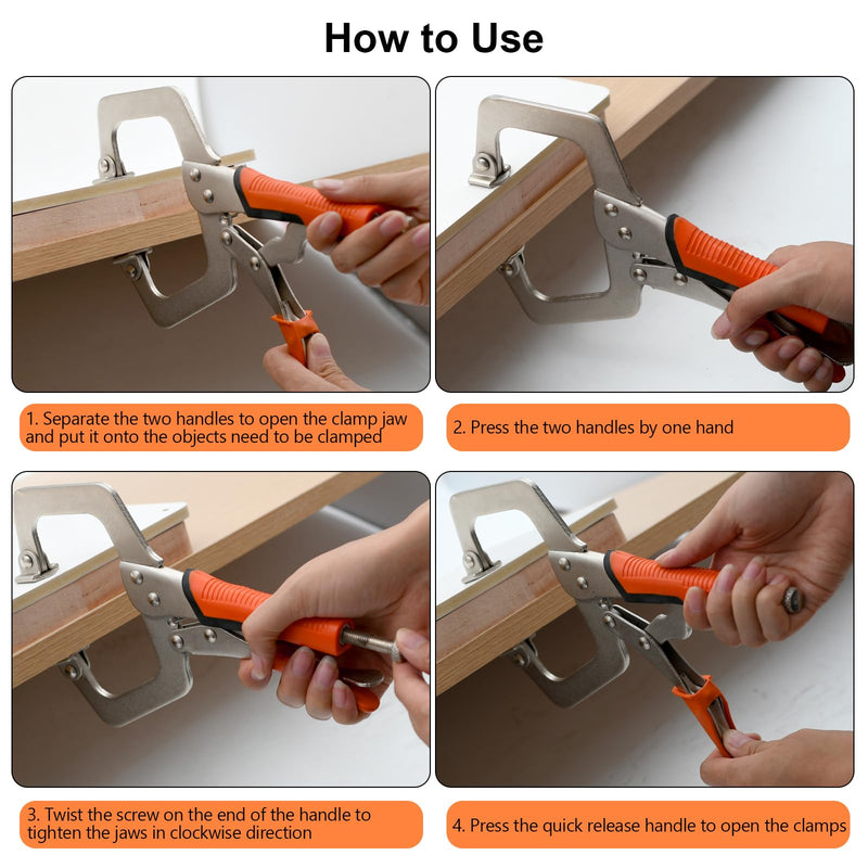 [Australia - AusPower] - 6 Inch C Clamp, Heavy Duty Vise Grip Locking Pliers Adjustable Face Clamp for Woodworking, Welding and Pocket Hole Joinery, 2 Packs (Orange, 6 Inch) Orange 