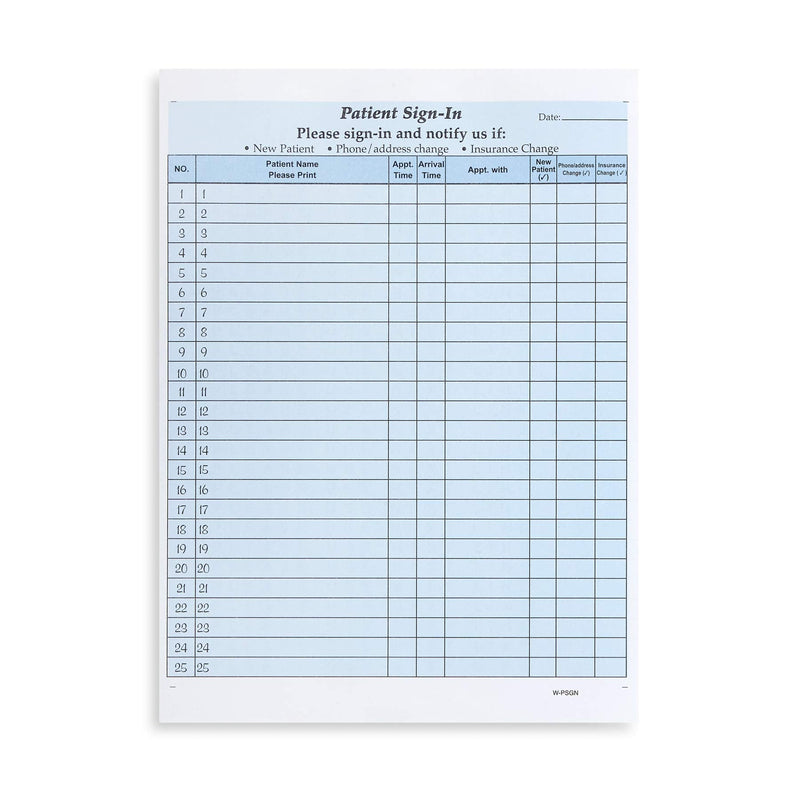 Blue Summit Supplies 25 Patient Sign in Forms, Carbonless 3 Part Forms with Peel Away Adhesive Labels, HIPAA Compliant for Privacy in Doctor, Medical, Dental Office, Blue, 25 Pack