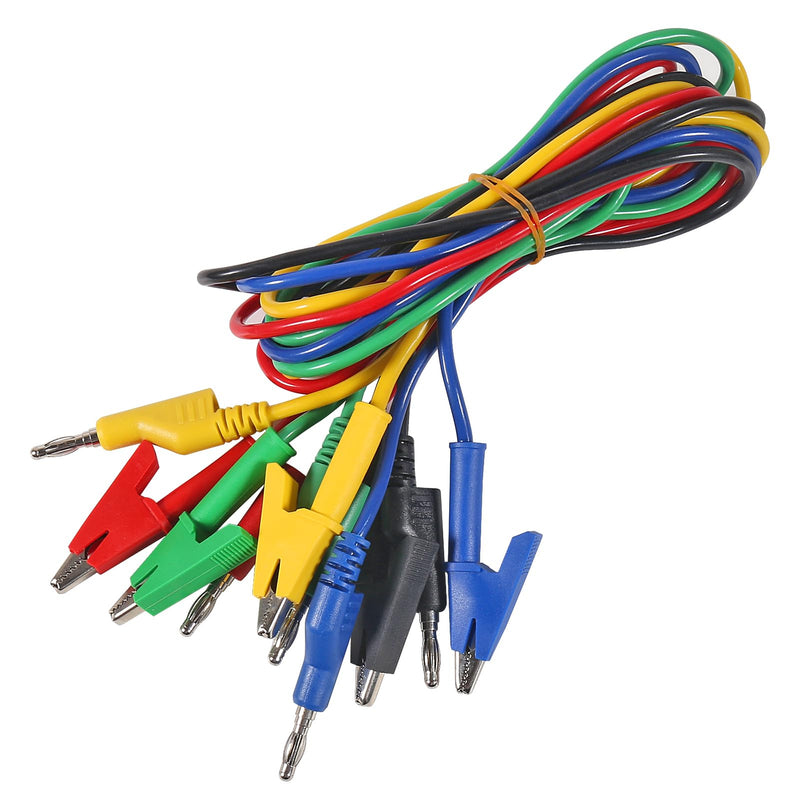 [Australia - AusPower] - 5pcs Test Leads 4mm Stackable Banana Plug to Crocodile Alligator Clips Flexible Cable Wire 3.3ft/1m for Multimeter Electrical Testing (Banana Plug to Alligator Clips) Banana Plug to Alligator Clips 