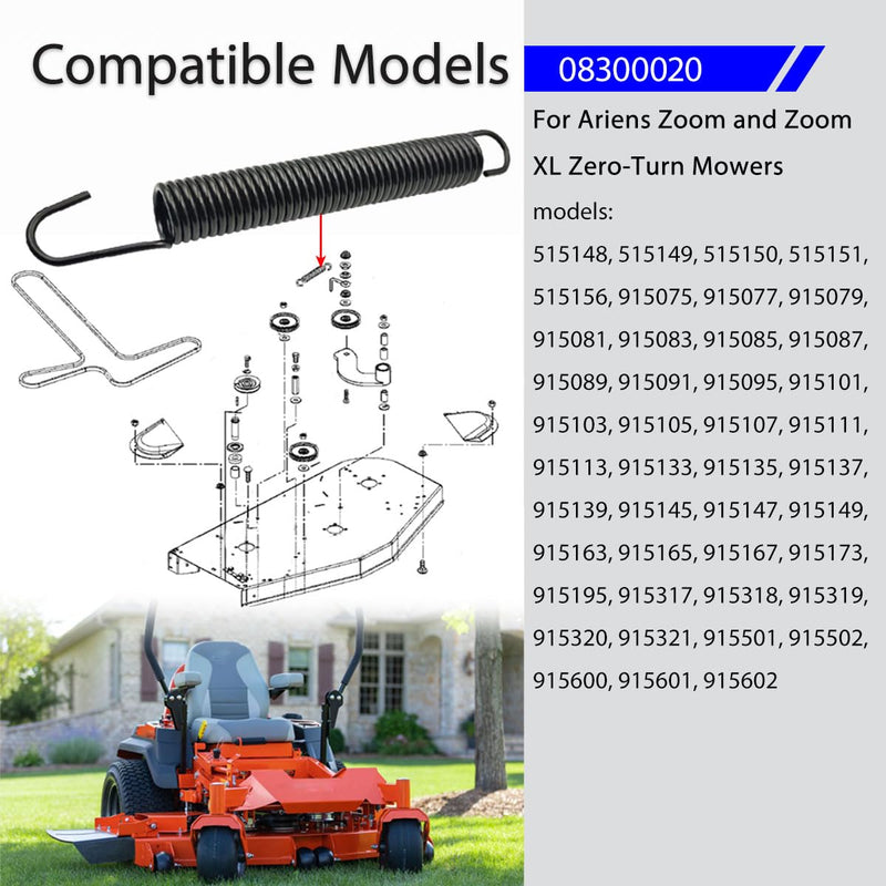 [Australia - AusPower] - 08300020 Extension Spring - Compatible with Ariens Gravely ZT XL/ZT/Zoom XL/HVZ, EverRide Yellow Jacket, Great Dane Zero-Turn Mower 