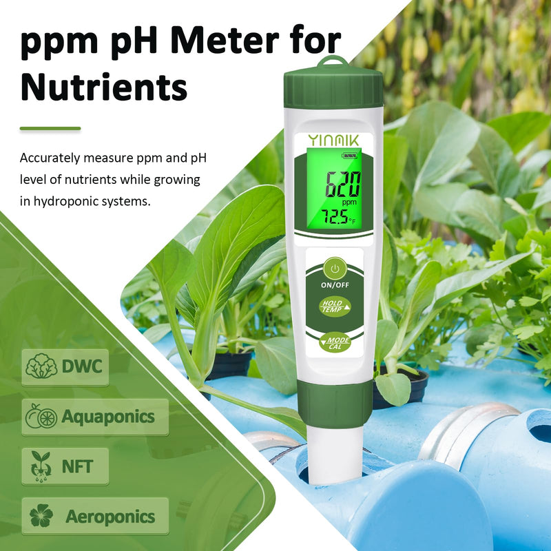 YINMIK 2024 New 4 in 1 pH Meter with Extra pH Calibration Solution