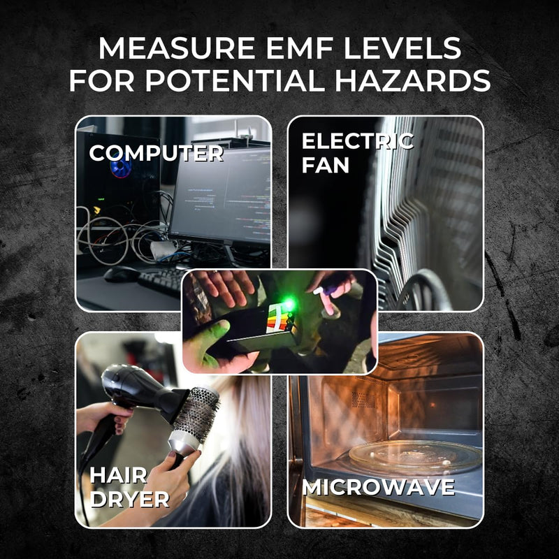 Phantom-X EMF Detector for Ghost Hunting – USB-C Rechargeable, LED EMF Meter Chart, On/Off Power Switch, 0–20+ mG Range, Lightweight and Durable Designed by Professionals