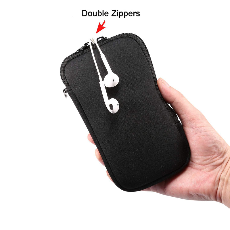 [Australia - AusPower] - Neoprene Phone Sleeve Case Zipper Cell Phone Pouch For Samsung Galaxy A54 A53 A34 A15, S24 Ultra S24+ S23+ S22+ S23 FE S21 FE S20 FE, iPhone 15 Pro Max 14 13 Pro Max 15 Plus, Pixel 7 8 Pro -L Black Large 