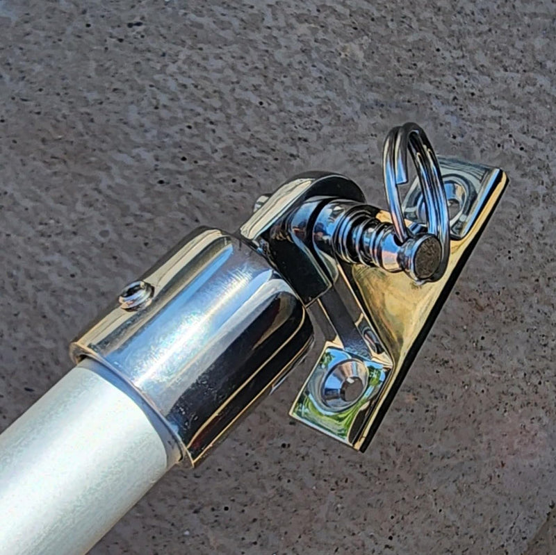 DNB Bimini Top Deck Hinge - Stainless Steel 316 - with Ring and Removable Pin - Extra Installation Screws Included 6 Packs