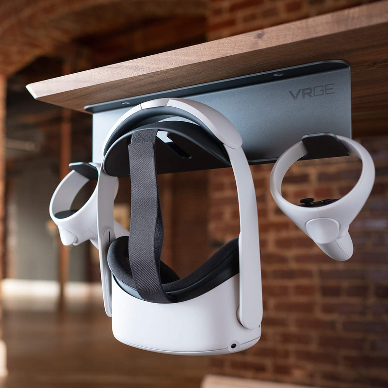 [Australia - AusPower] - VR Stand Under Desk Storage Display Hook Organizer - Premium Metal - for Meta Oculus Quest 3/2, Sony Playstation PS5 VR2, Valve Index and Mixed Reality Headsets 