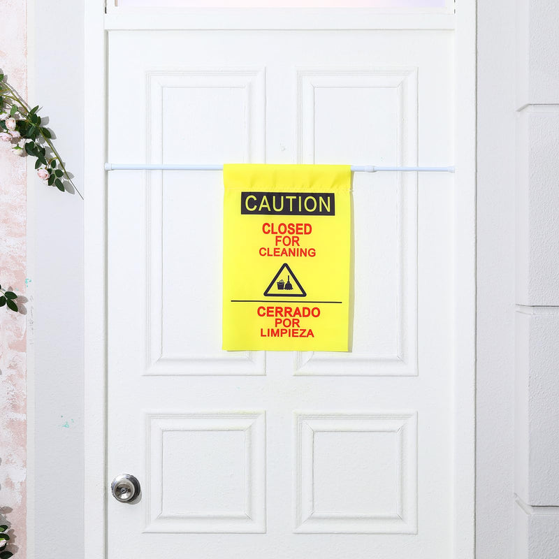 Fanfanwin 4 Pack Restroom Closed for Cleaning Sign English and Spanish Yellow Safety Hanging Sign with 27.56-51.18 Inch Telescopic Pole for Office Restroom Hotel Restaurant School Hospital