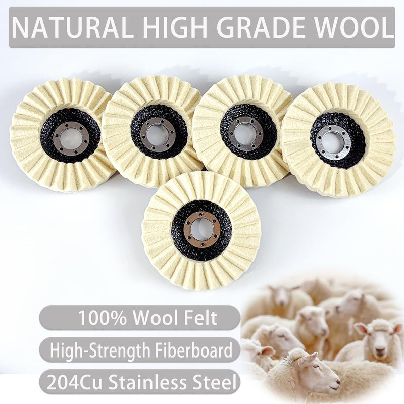 [Australia - AusPower] - Wool Felt Flap Polishing Disc, Wool Felt Flap Discs Polishing Wheel, 4.5 Inch Wool Polishing Wheel for Angle Grinder, Metal, Marble, Stone, Furniture, Car Wax (2) 2 