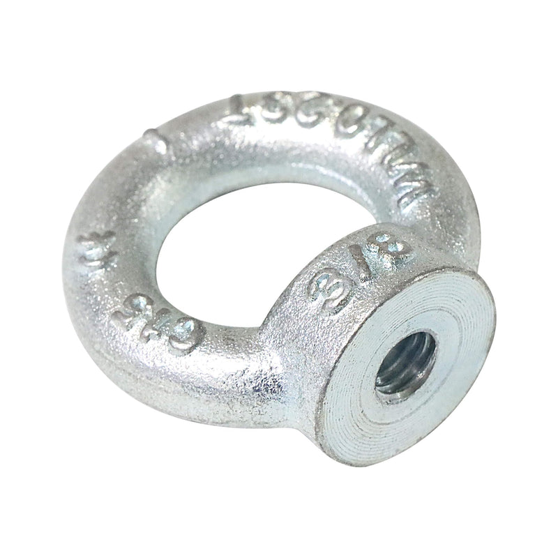 3/8"-16 UNC Standard Lifting Eye Nuts, Drop Forged Galvanized Threaded Fastener, C15 Stainless Steel Ring Shape Lifting Eye Nut, 2 Packs 3/8"