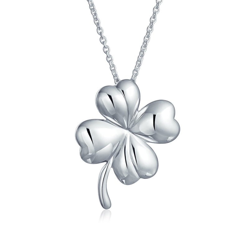 Lucky Charm Clover Pendant Stud Earrings Jewelry Set Gold Sterling Silver Gold-Tone