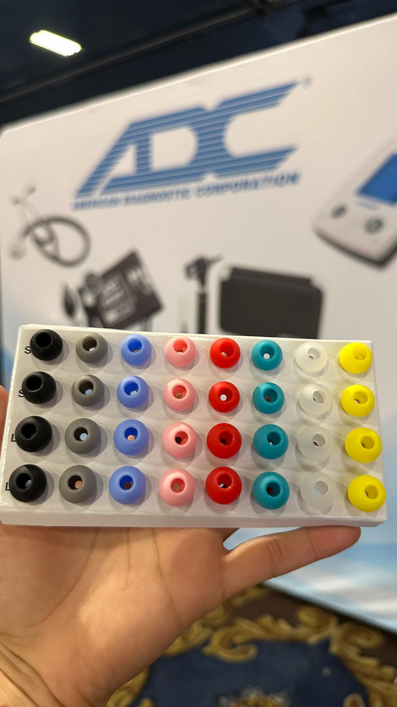 [Australia - AusPower] - Adsoft POP Snap-On Silicone Eartips for ADC Adscope Stethoscopes, 16 Pairs, Large and Small, in 8 Colors: White, Pink, Red, Yellow, Periwinkle, Turquoise, Gray, Black 