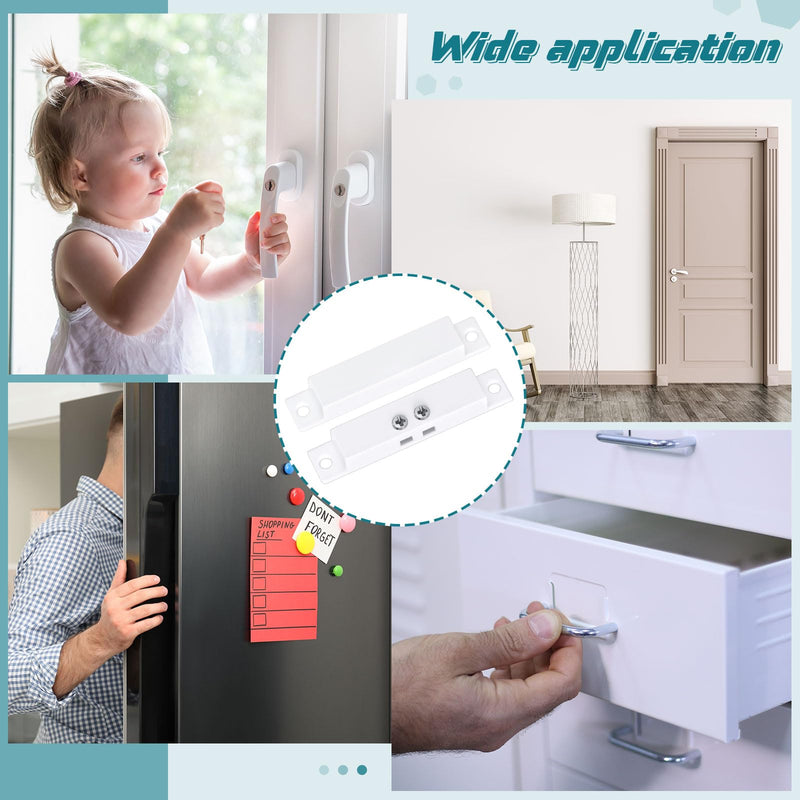 Tellegloww 20 Sets Nc Wired Surface Mounted Alarm Magnetic Door Alarm Contact Sensor Door Window Reed Switch Sensor with Double Side Tape for Security