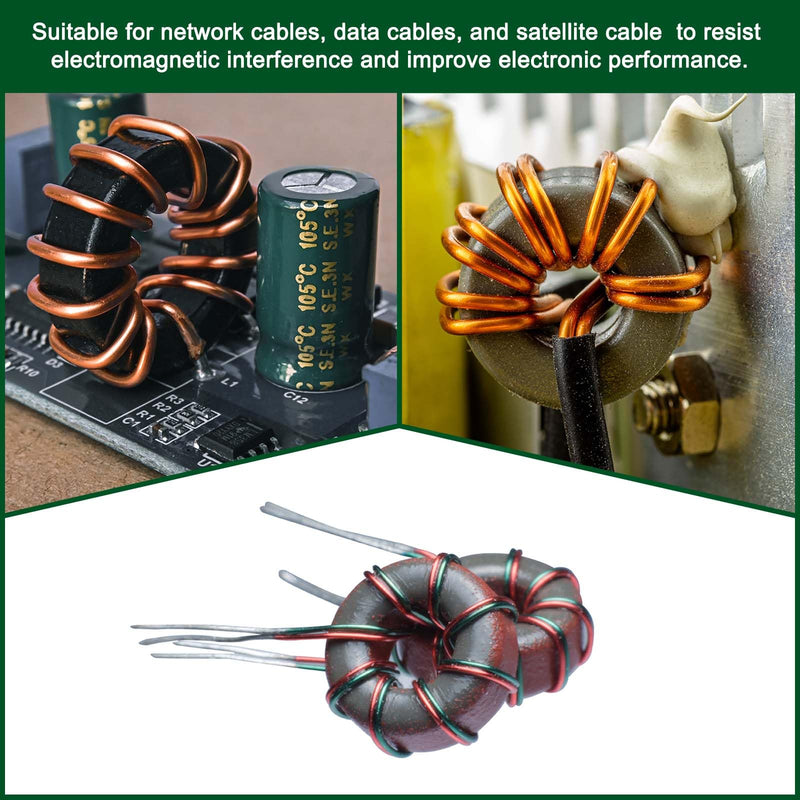 QUARKZMAN Toroidal Ferrite Core RFI EMI Noise Reduction Cable Clip ID 38 mm 1.5 Inch Manganese Zinc Ferrite for Electronic Devices Industrial Green Pack of 2 | RFI EMI Noise Reduction Cable Clip, For Electronic Devices Industrial