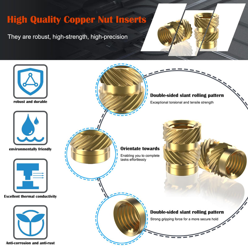 [Australia - AusPower] - 120Pcs M3 Threaded Inserts, Metric knurled Nuts Brass Heat Set Insert for Plastic Parts,Insert by Heat into 3D Printing Components(M3x4x5mm) M3xL4xD5 