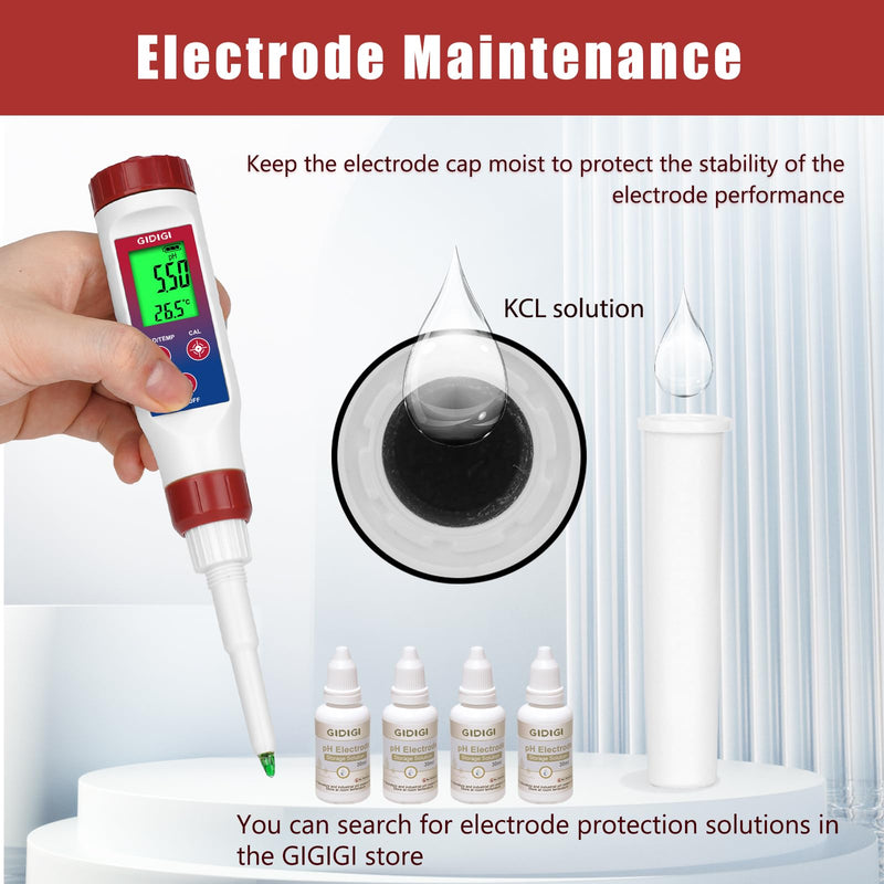 [Australia - AusPower] - Food pH Meter Replacement Probe 2 in 1 pH Temperature Tester Spear Tip pH Sensor Easily Penetrate Solid and Semi-Solid Samples, Also Suitable for Water 