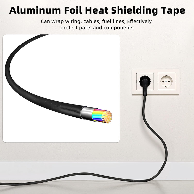 Zonon 2 Rolls Aluminum Foil Tape Heat Shield Tape Barrier Adhesive Reflective Fiberglass Thermal Insulation Reflective Material High Temp Protection(Black,2 Inch X 32.8 ft) 2 Inch X 32.8 ft Black