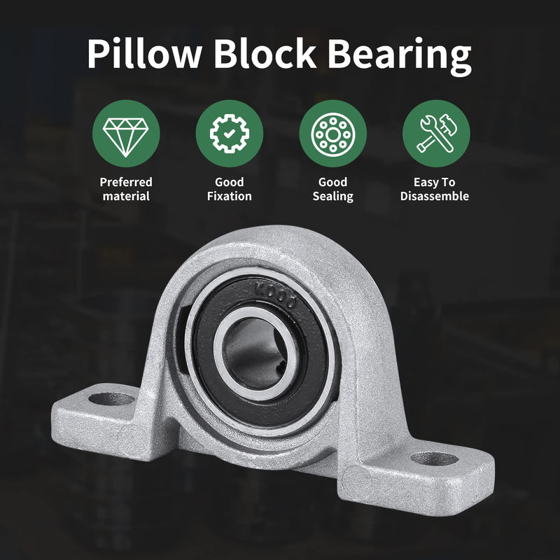[Australia - AusPower] - KP000 Pillow Block Bearing, Mount Flange, 10mm Bore Unit, Self-Aligning 2-Bolt, Zinc Alloy Housing, Set Screw Locking Style (4 Pack) KP000 KP000 Pillow Block Bearing 