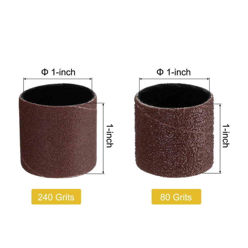 [Australia - AusPower] - uxcell 1 Inch x 1 Inch Sanding Sleeves 80 Grits 240 Grits Sandpaper Band Drums 20 Pcs 